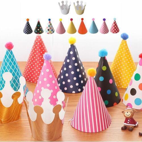 11Pcs/Lot Happy Birthday Party Shimmer Paper Cone Hat Crown Fun Game Celebration Home Decor Cone Hats Paper Crown birthday decor