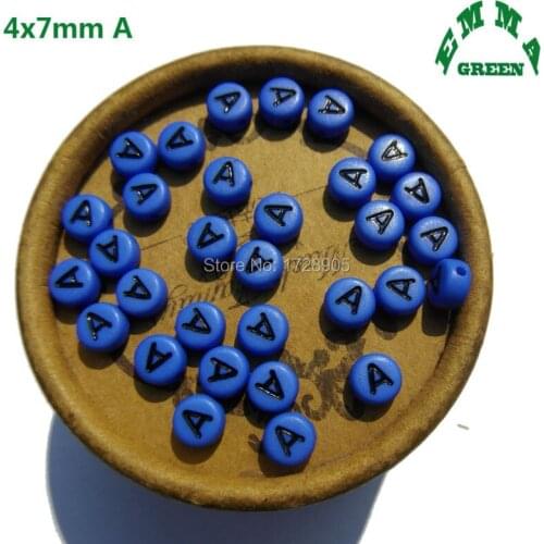 Letter Beads royal blue Acrylic Alphabet A E H I O P M N R Flat Round Spacer Beads 7 mm 3600 Pcs Single Letters for DIY Jewelry