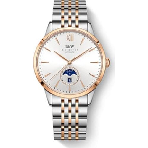 Carnival Brand Fashion Business Gold Automatic Watch Man Luxury Moon Phase Calendar Mechanical Wristwatch 2021 Relogio Masculino