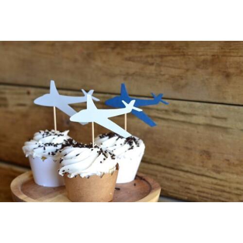 Cheap Airplane Cupcake Toppers food Picks- Birthday, wedding party cake topper