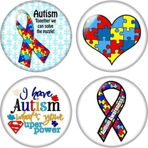 Puzzle Pieces Autism Awareness Heart Hope Ribbon 12mm/16mm/18mm/25mm Round photo glass cabochon demo flat back Making findings