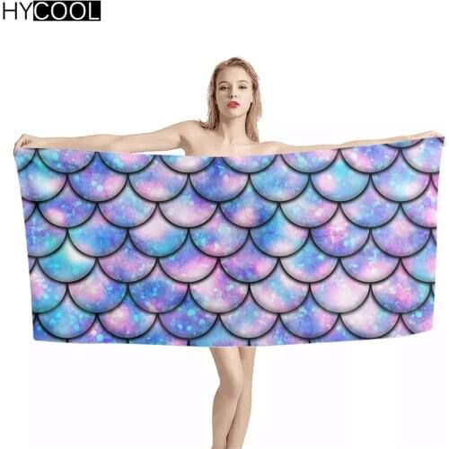 Hot Sales Women Men Swimming Towels Mermaid Fish attern Printing Soft Large Beach Gym Sport Yoga Blankets Home Bathing Toalla