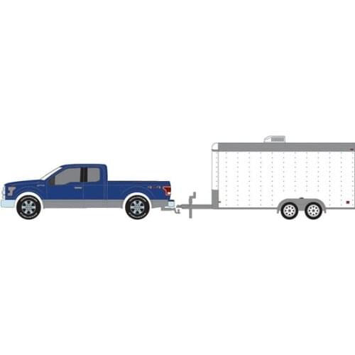 GreenLight 1:64 2015 Ford F-150 Pickup Hauler Trailer boutique alloy car toys for children kids toys Model original box