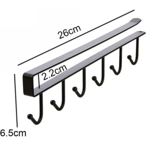 Kitchen Organizer Storage 6 Hooks Under Shelf Coffee Cup Mug Holder Hanger Rack Cabinet Organizer Hook Up Storage Rack