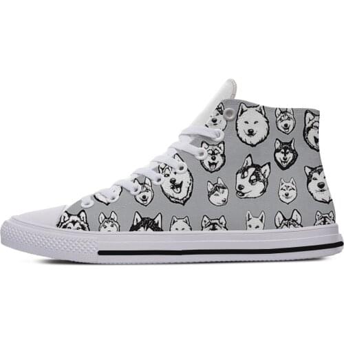 Husky Dog Animal Pets Cut kawaii Harajuku Lightweight High Top Canvas Shoes Men Women Casual Breathable Sneakers
