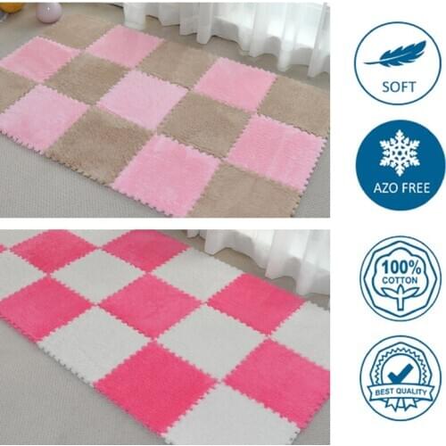 DIY Jigsaw Shaggy Carpets Living Room Bedroom Soft Area Rug Floor Children Kids Magic Patchwork Plush Mat Baby Playmat