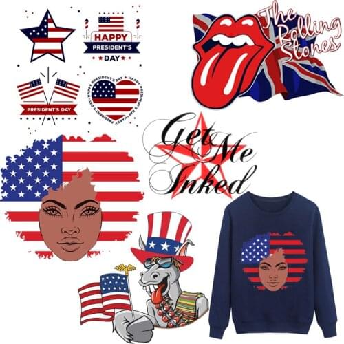 Flag Patches Black Girl Thermal Stickers on Clothes Fabric Iron-on Transfers for Clothing Thermoadhesive Patch Diy Lip Applique