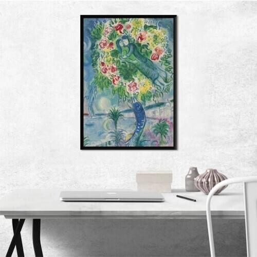 Marc Chagall Couple Et Poisson Prints Canvas Wall Art Painting Modular Pictures Home Decoration Poster Living Room No Framework