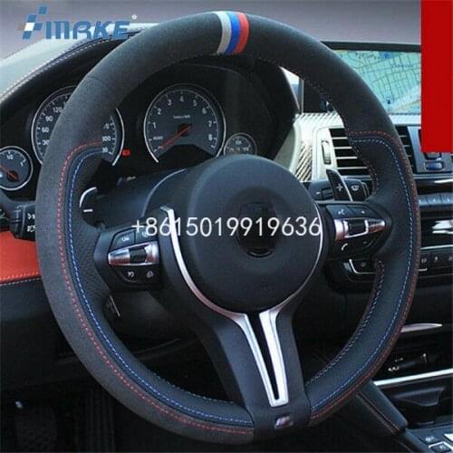 New DIY Sewing-on Black Leather Black Suede Steering Wheel Cover Exact Fit For BMW M4