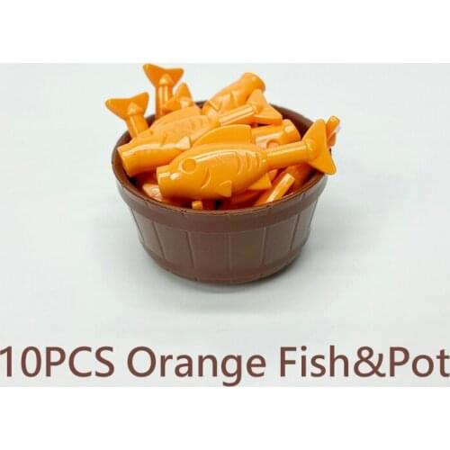 Orange Fish&Tub Pot Building Blocks Compatible Major Brand Kids Assembled Toys 64951 Early Learning MOC Handmade Design