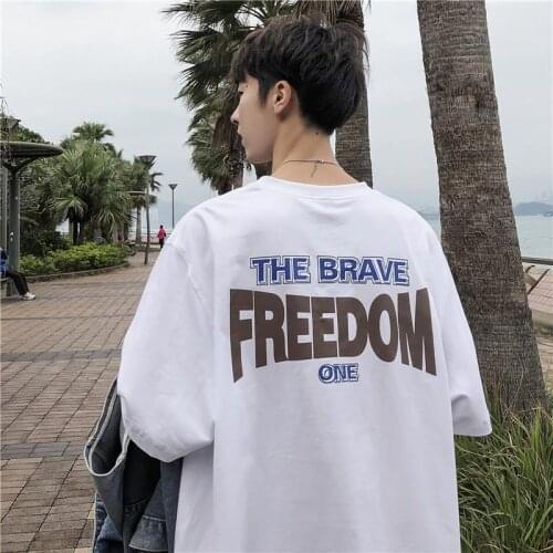 Casual summer short-sleeved mens T-shirt tide brand European and American street hip-hop loose letter printed T-shirt