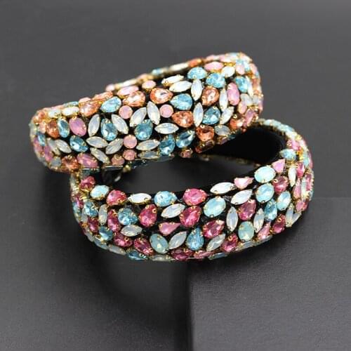 Baroque fashion full fashion personality prom exaggerated hair band wide brim color rhinestone fashion hair accessories 736