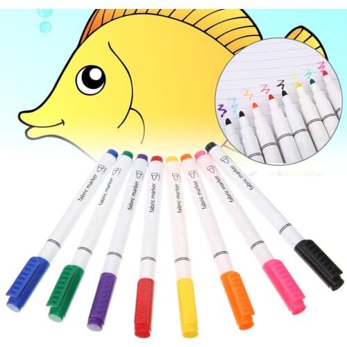 8pcs/set Multicolor Clothes Textile Markers Fabric Marker Pens DIY T-shirt Painting Arts Pen For Student Child Writing Supplies