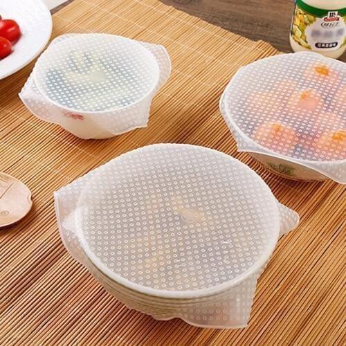 Fresh Cover Bowl Lid Liquid Cover Proofing Freezer Transparent Silicone Food Fresh Cover Kitchen Helper Food Grade Material 3pcs