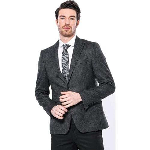 Peak Lapel Dark Grey Blazer