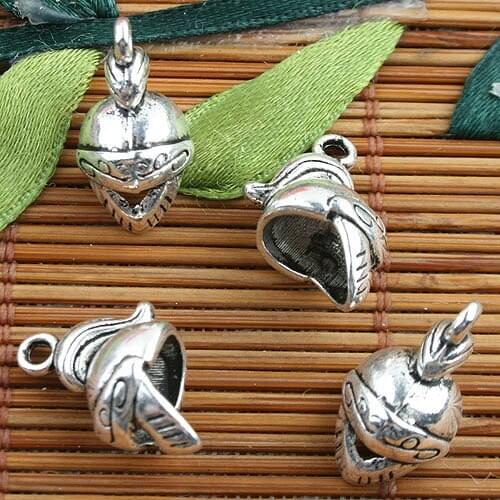 Tibetan Silver color soldier helmet style charms 24pcs EF0096