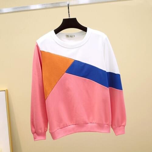 GGRIGHT Hoodie T Shirt Women Cotton Patchwork T-Shirt Long Sleeve 2020 Autumn Womens Tops Korean Fashion Tshirt Tee Shirt Femme