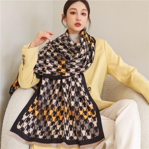 Thick Winter Cashmere Scarf Women Wraps Design Plaid Pashmina Shawls for Ladies Warm Hijab Blanket Female Bufanda Stoles