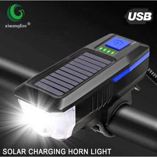 Outdoor Night Cycling Lights Solar USB Charging Ultra-distance Illumination Bicycle Horn Lights Flashlight