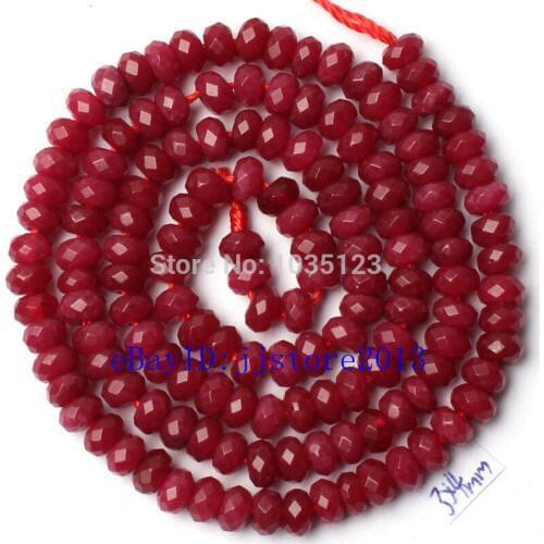 High Quality 3x4mm Natural Faceted Rondelle Shape Red Color Jades DIY Gems Loose Beads Strand 15" Jewelry Making w1726