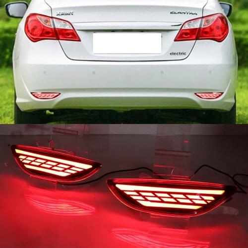 1Set Rear Bumper Reflector Brake Light For Hyundai Accent Verna Brio Solaris 2008-2015 Red Lens LED Car Warning Fog Lamp