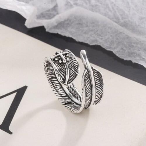 VENTFILLE 925 Sterling Silver Open Feather Ring Adjustable Size Jewelry Fashion Tide Flow High Quality Jewelry Gifts