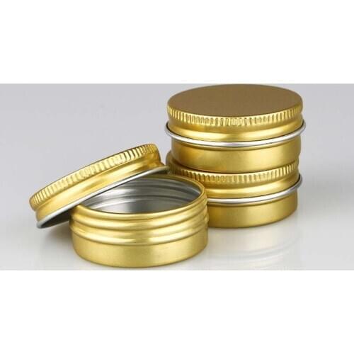 15G Gold Cosmetic Lip Balm Blusher Containers Nail Art Crafts Pot Refillable Bottle Screw Make Up Pot Jar Tin Container 50pcs