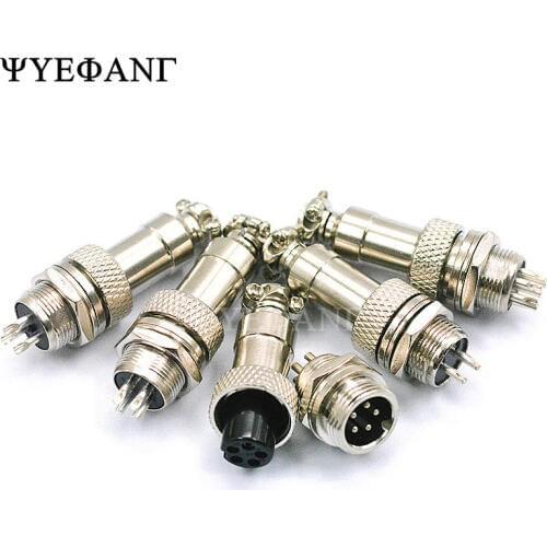 1 Set GX12 2/3/4/5/6 Pin 12mm Aviation Plug Male + Female Socket Connector Screw Thread Mayitr Electrical Supplies 300V 5A