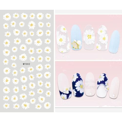 1 Sheet Nail Art Stickers Daisy Design Nail Decals Adhesive Nail Art DecorationsTranslucent Colored Flowers Nail Sticker Decals