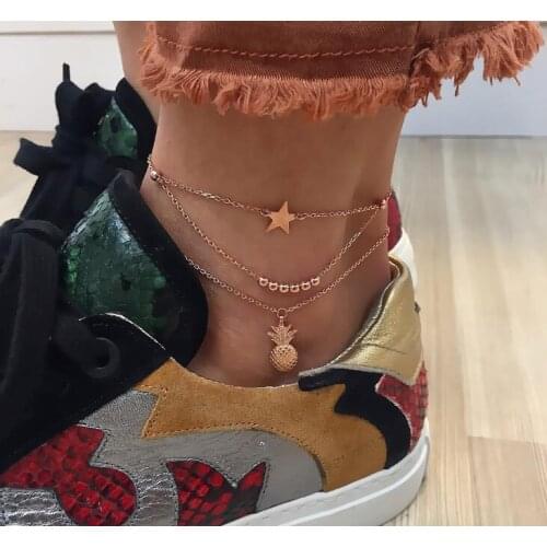 1pc Ankle Chain Pineapple Pendant Anklet Beaded Summer Beach Foot Jewelry Fashion Style Anklets For Women Gifts