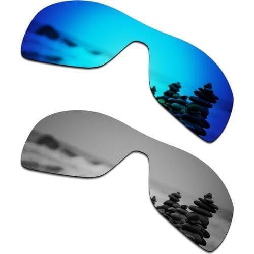 SmartVLT 2 Pieces Polarized Sunglasses Replacement Lenses for Oakley Antix Ice Blue and Silver Titanium