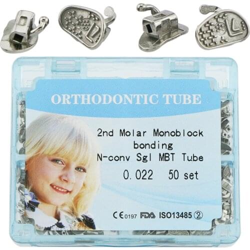 200 pcs Dental Orthodontic Monoblock Buccal Tubes MBT 022 2nd Molar 50 Set