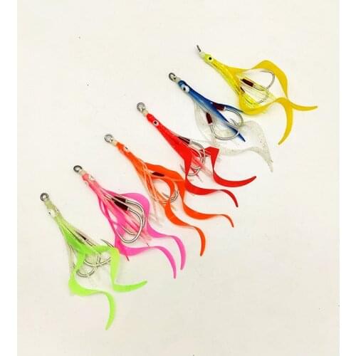 20pcs Assist Hooks With Squid Skirts,Inchiku Jig Assist Hook,octopus jigs assist hook, squid jig hook, suitable for inchiku jigs