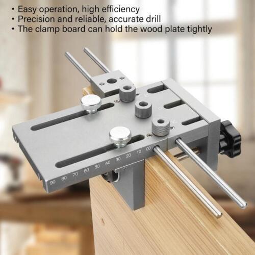 3 in 1 Dowelling Jig Woodworking Puncher Locator Dowel Drill Guide Tool with 6/8/10mm Drill for Furniture Fast Connecting