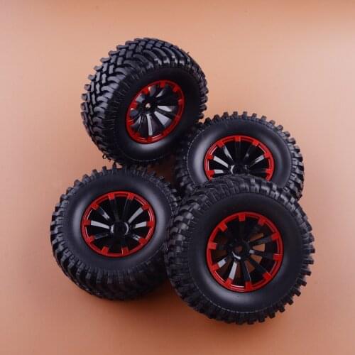 4Pcs Rubber Tire Wheel Rim 100mm 19Inch Fit for 1/10 RC Rock Crawler SCX10 D90 TRX4 Short Course Truck High Quality