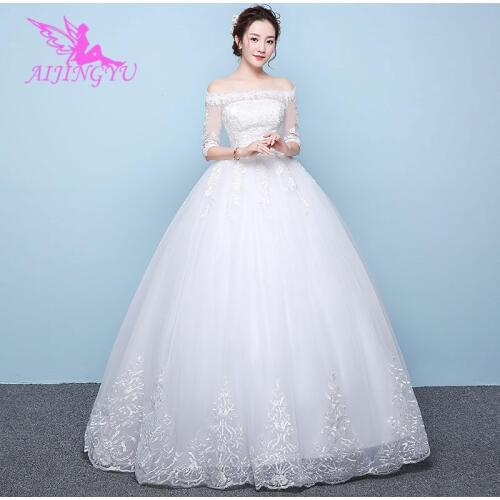 AIJINGYU 2021 sexy Customized new hot selling cheap ball gown lace up back formal bride dresses wedding dress WK466