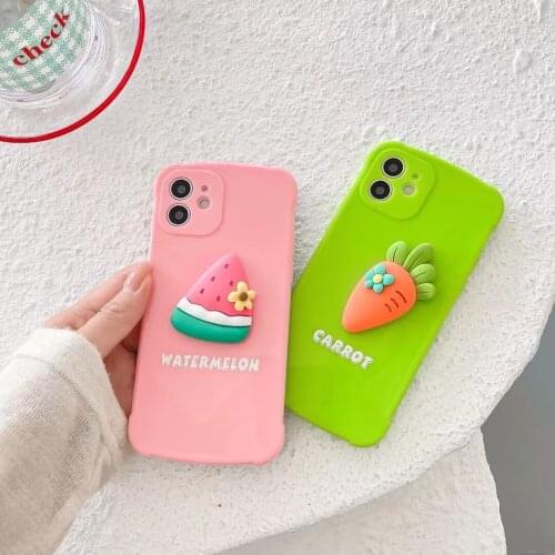 Summer Candy Fruit Watermelon Phone Case for iPhone 11 12 Pro Max Xs Max Xr 7 8plus Cartoon Carrot Tpu Silicone Back Cover