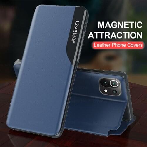 Mi11 Case For Xiaomi Mi11 Lite 5G 11 PU Leather Smart Window View Flip Phone Covers for Mi 11Lite Pro Magnetic Stand Book Cases