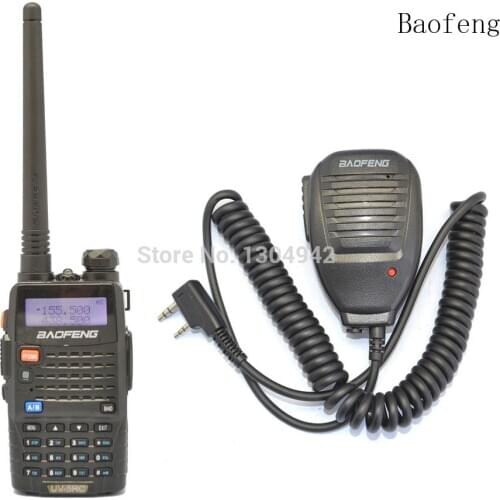 Black BAOFENG UV-5RC VHF/UHF Dual Band ham walkie talkie + BaoFeng Speaker Mic Handy Radio Receiver With Headfone
