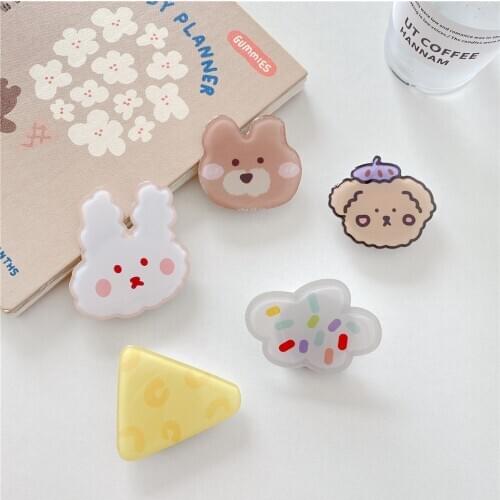 Cute Cartoon Bear Rabbit Dog Foldable Mobile Phone Grip Bracket Expanding Stand Finger Ring Holder for iPhone 11 12 Samsung s20