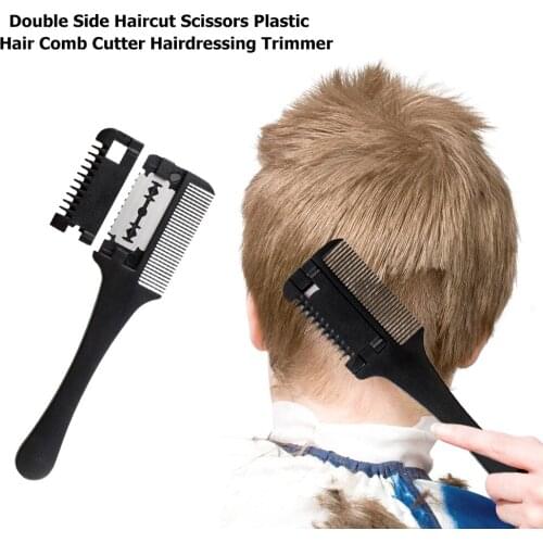 Double Side Haircut Scissors Plastic Hair Comb Cutter Hairdressing Trimmer with Stainless Steel Blade Hairdressing Hair Razor