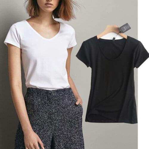 Jenny&Dave T Shirt Women Harajuku Tshirt 2021 Summer England Style Simple Fashion U-neck Solid Camisetas Verano Mujer 2021 Tops