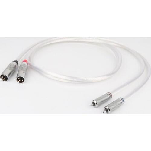 Hifi Silver Plated audio interconnect cable With carbon fiber 2RCA Male TO XLR Female Plug Audio Cable HIFI