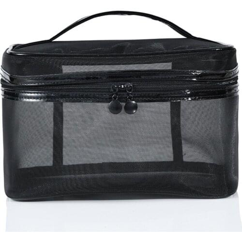 1PCS Women Men Necessary Portable Cosmetic Bag Transparent Travel Organizer Fashion Large Black Toiletry Bags Makeup Pouch