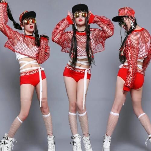 Jazz Hip Hop Costume Sexy Mesh Top Shorts Nightclub Singer Dj Women Pole Dance Clothes Rave Outfit Stage Performance Wear DT1061