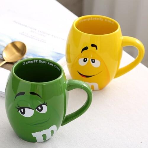 Creative M&Ms MM Beans Drinking Cups Ceramic Colored Cafe Oatmeal Coffee Mug Glaze Coffee Milk Mug Water Tea Mugs Drinkware