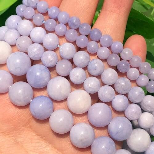 Natural Blue Angelite Stone Round Loose Beads for Jewelry Making Diy Bracelet Necklace Jewellery Pick Size 4 6 8 10 mm 15 Inches