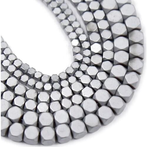 Matte Natural Stone Silvers Square Hematite Spacers Loose Beads For Jewelry Making 2/3/4mm Diy Bracelets pendant Accessories