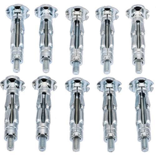 10pcs M4X32 Hollow Wall Anchors Metal Cavity Anchor Plasterboard Plug Fixing Screw Bolt Assortment For Hardware Tools