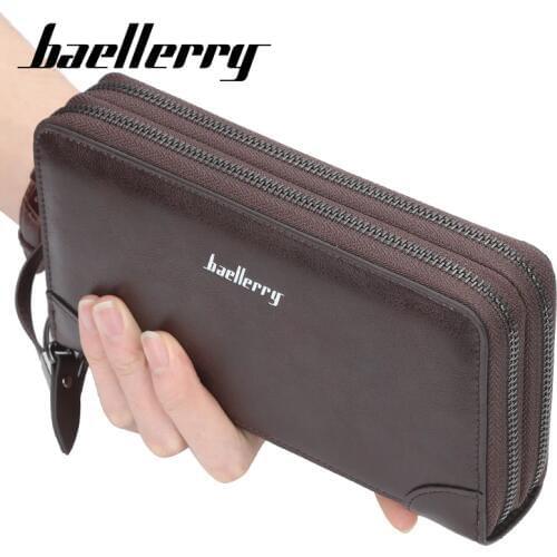 Name Engraving Baellerry Mens Long Purse Men Wallets Men Clutch Wallets Business Large Capacity High Quality Brand Male Purse